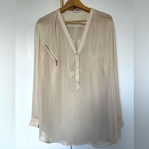 Elegant shimmer Cream blouse Top size XL